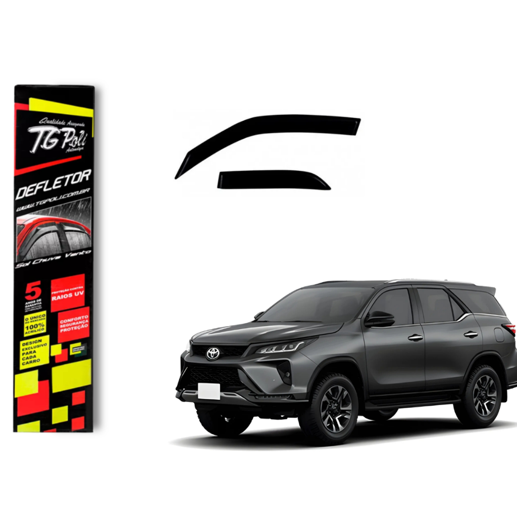 Calha de Chuva Toyota Hilux SW4 2016 a 2025 TG Poli Defletor 4 portas Protetor Janelas Fumê