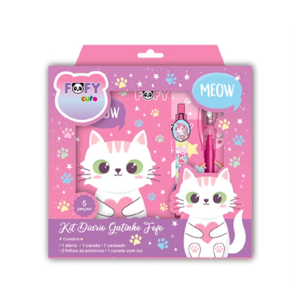 FOFY Kit Diário Gatinho Fofo 5 peças