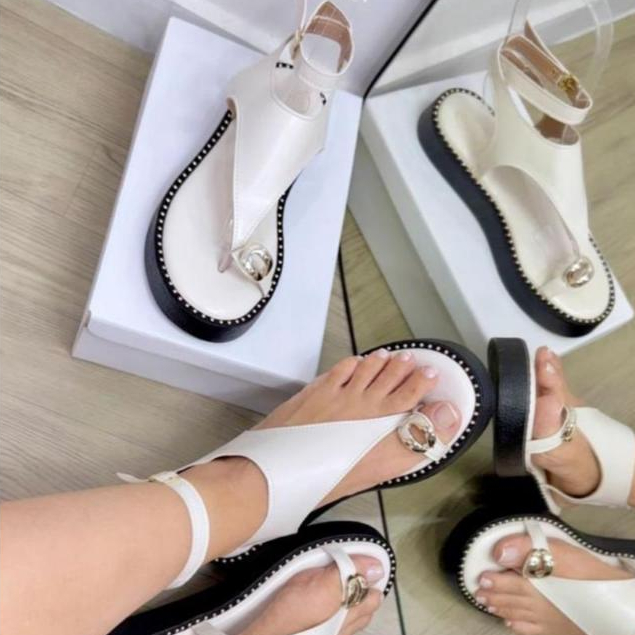 Sandália Plataforma Feminina Moderna Confortável Solado Alto Leve para Passeio Envio Imediato