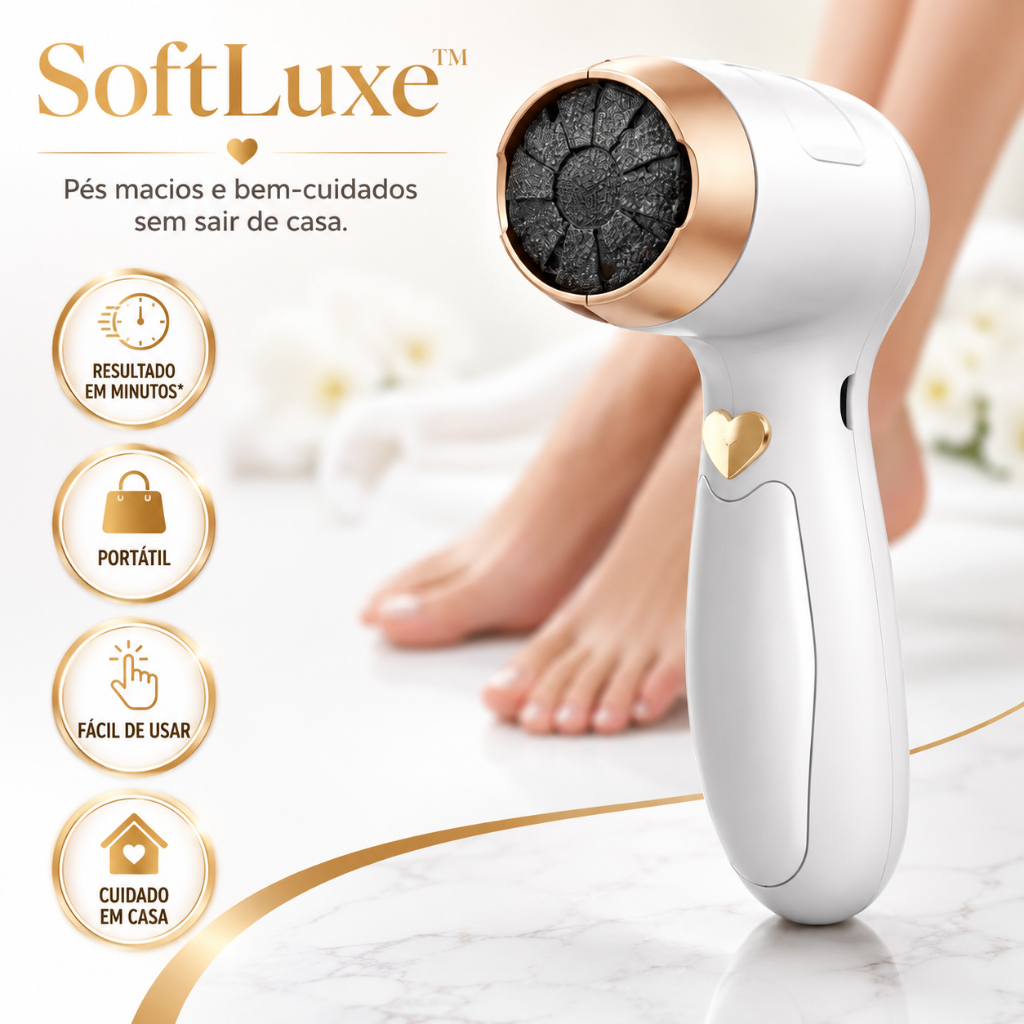 Esfoliador Elétrico para Pés SoftLuxe™ Portátil Recarregável Removedor de Calos e Pele Ressecada Pedicure Profissional