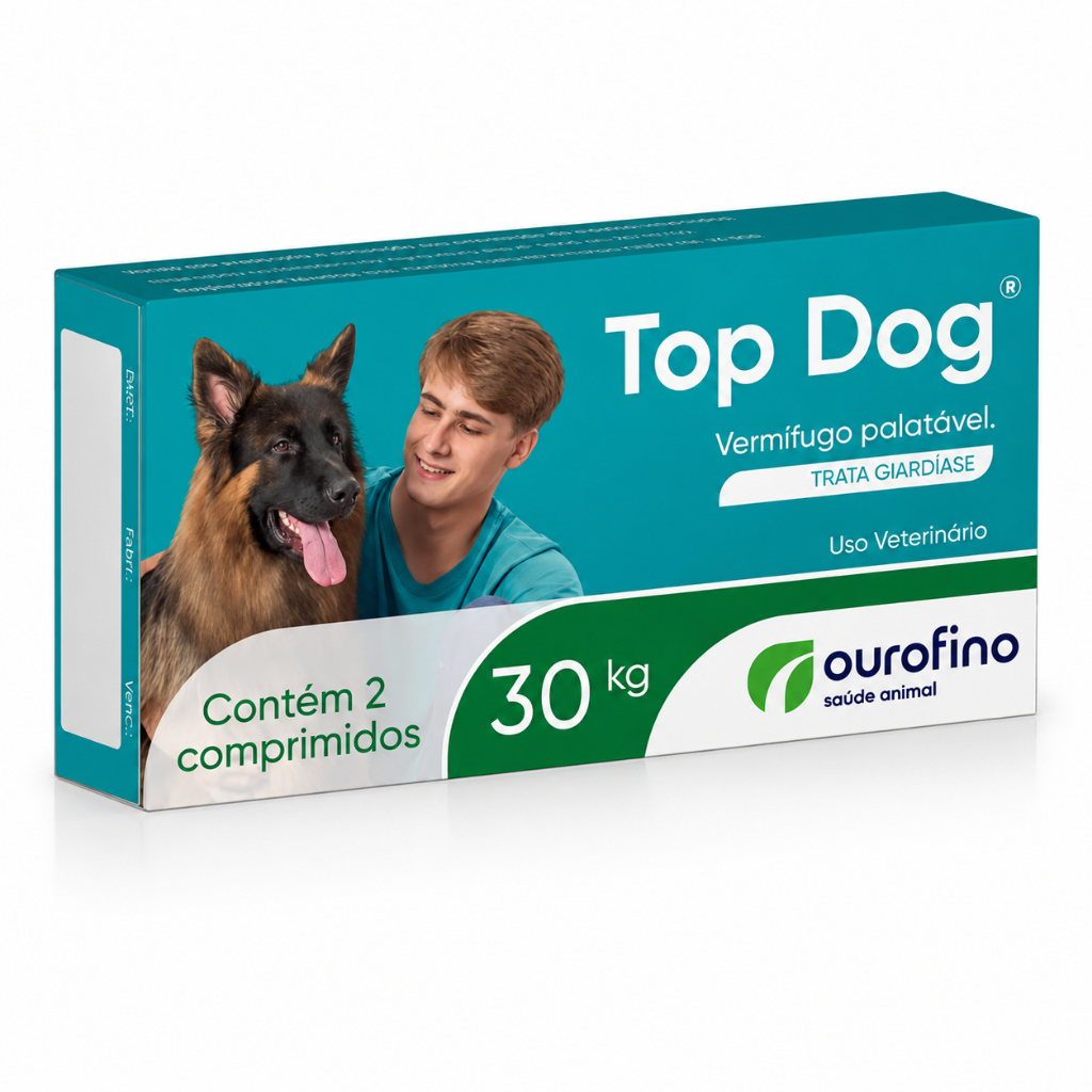 Vermífugo Top Dog 30kg Para Cães 3000mg