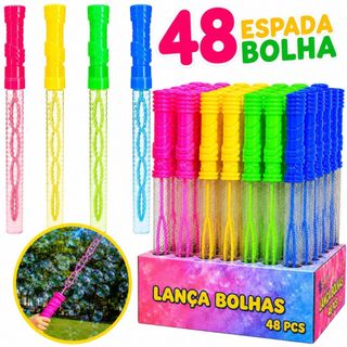 Kit 48 Bolha de Sabão Bolinha de Sabão Kit Lembracinha Festa Brinquedo Infantil Escolar Espada De Bolhas Gigante