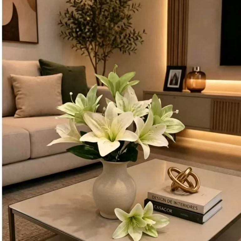Lírio Artificial Buque Com 5 Flor Decoração , Decorar Festas e casa