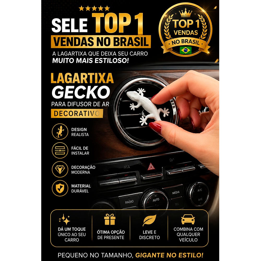 Lagartixa Gecko para difusor de ar do carro, decorativo sem aroma