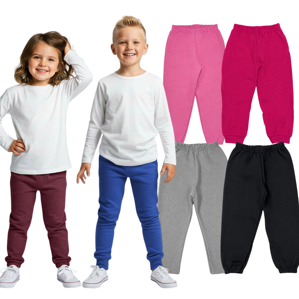 Kit 3 Calça Moletom Feminino Masculino Infantil Sortidas Meia Estação Inverno Frio Menina ou Menino
