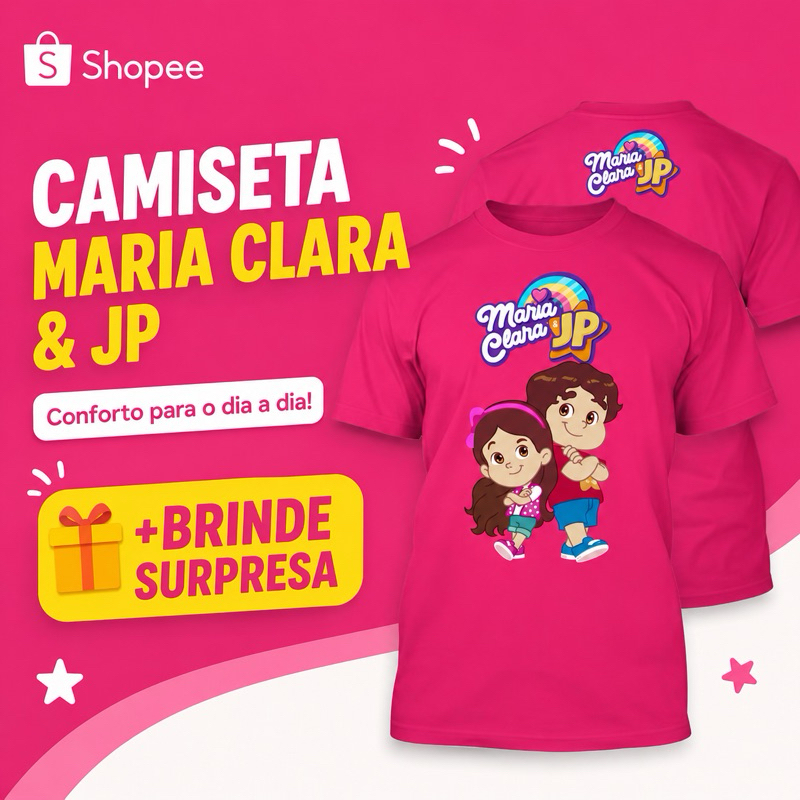 Camiseta Maria Clara e JP Show Infantil YouTuber 100% algodão presente passeio juvenil promoção