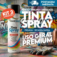 2 Tinta Spray 400ml Uso Geral metalica Verniz Luminosa Alta Temperatura Diversas Cores Colortexx