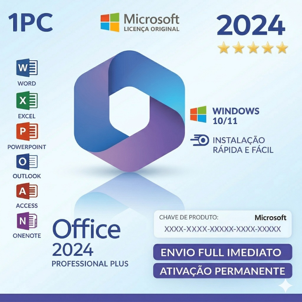 Licença Chave Pacote Office 2024 Pro Plus - Envio Rapido