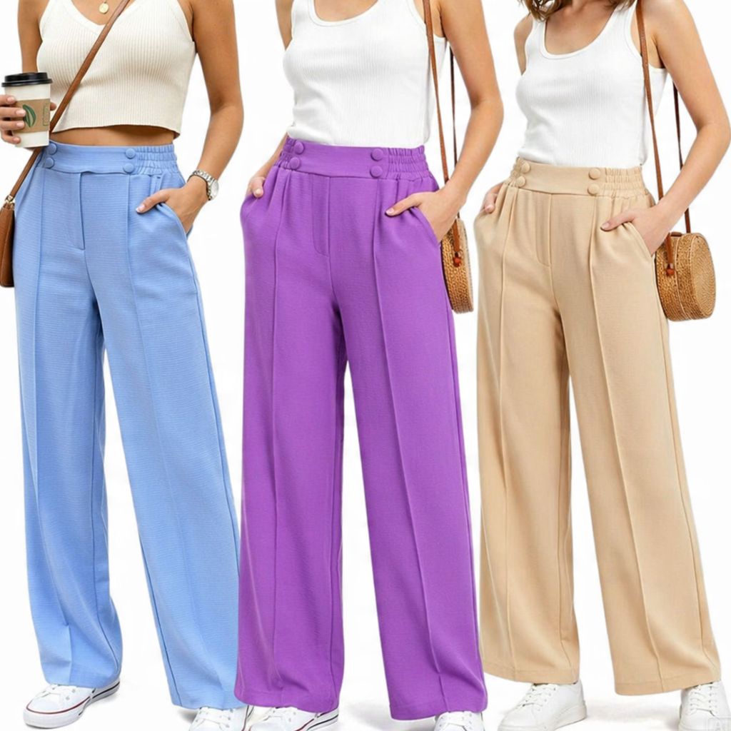Calça Pantalona Juvenil Feminina tecido  Duna Cintura Alta Com Bolso  PROMOÇÃO Tamanhoas 10 12 14 16
