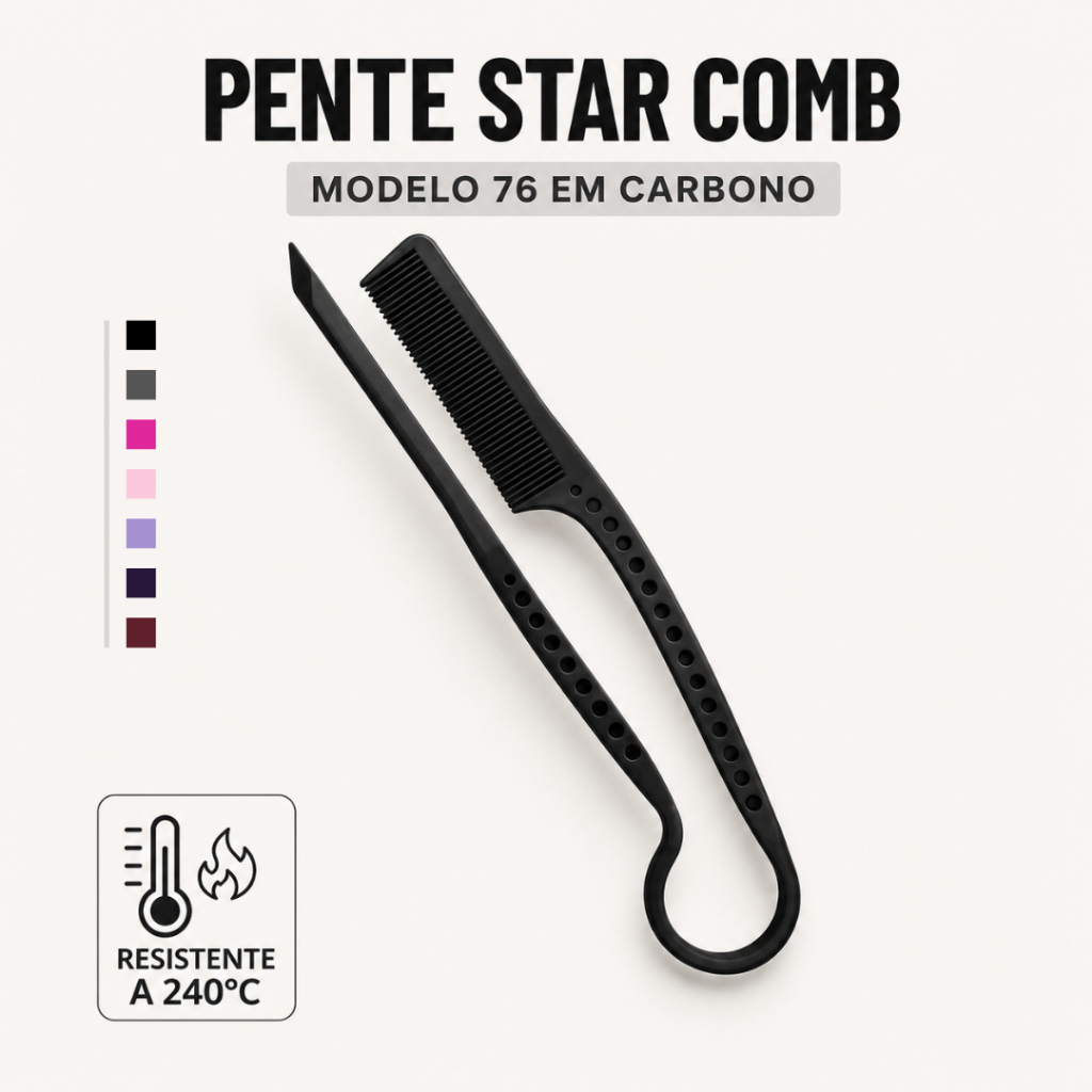 Pente Auxiliar de Prancha e Chapinha Star Comb Beauty Flash Para Cabelereiras Salão