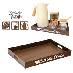 Kit Cantinho do Café Bandeja Organizadora + 4 Apliques Decorativos Peça Compacta Cores Cozinha Casa