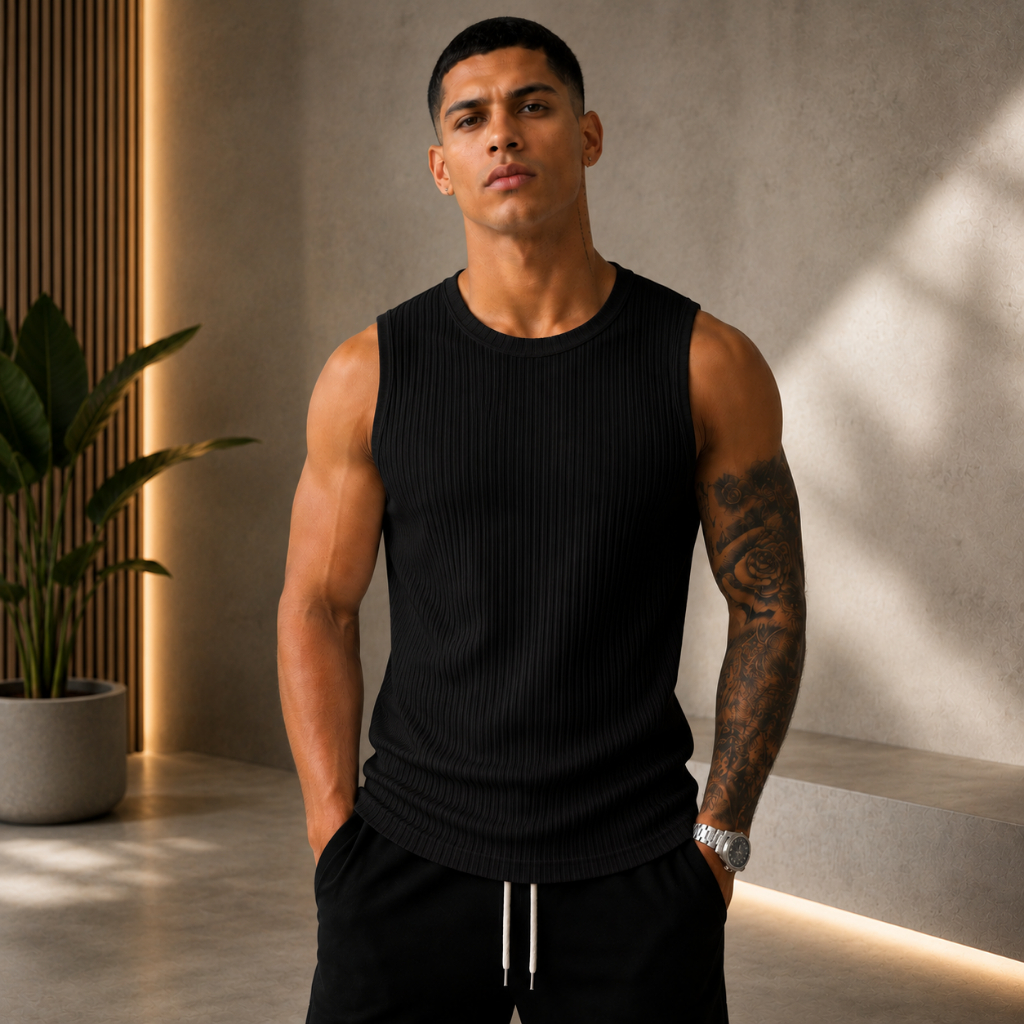 Regata Masculina Canelada Premium Lisa com Elastano – Conforto e Caimento Perfeito | Tamanhos P ao GG — imagem 2 de 2