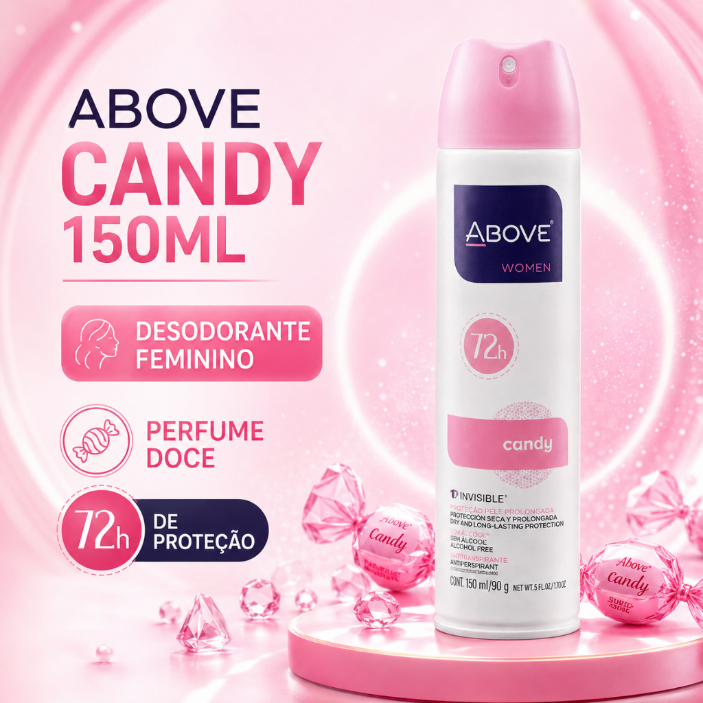 Desodorante Aerossol Above Candy 150ml Feminino Longa Duração Doce Perfume