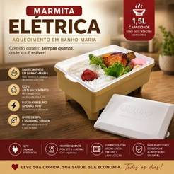 Marmita Elétrica Aquecedor Vapor Banho Maria - 127v Conservação de Nutrientes Saudável
