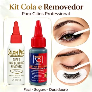 Kit Salon Pro Cola para Cílios 30s + Removedor Profissional Ideal para Maquiagem Profissi…