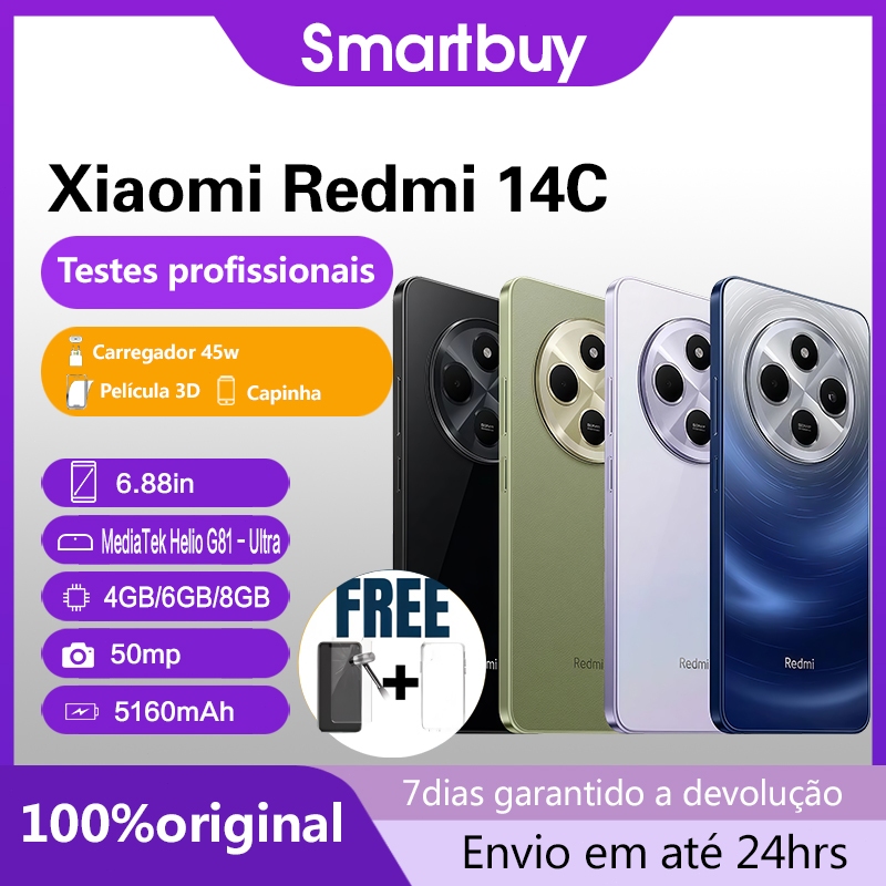 Celular Xiaomi Redmi 14c 256gb 8gb Ram Dual Sim Cor Blue Meet 6.88” 120Hz 50MP 13MP 5160mAh