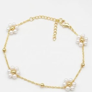 pulseira feminina flor luxo 5 flores zircônias cristal folheado ouro 18k e prata 925 -delicada brilho eterno