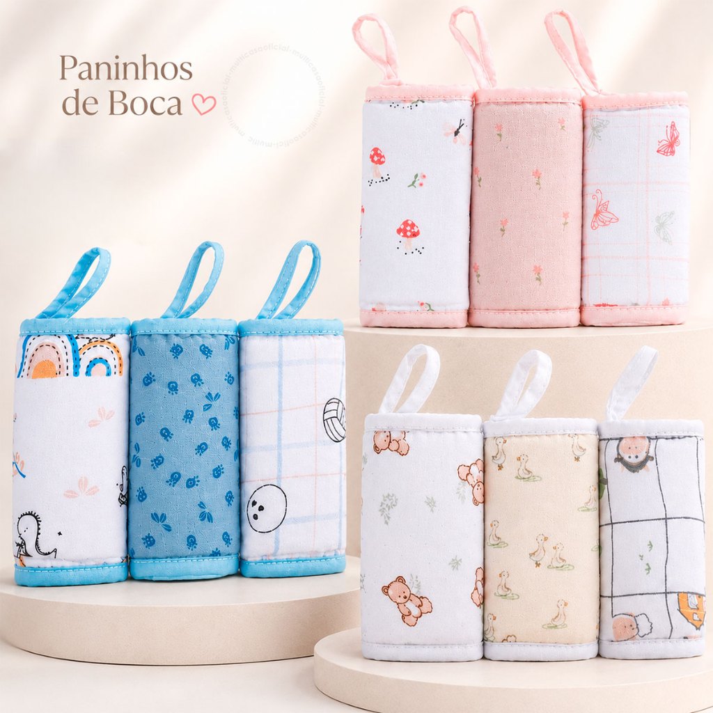 Pano De Boca Super Absorvente Toalha Macia 3 Unidades Enxoval Bebê Papi Baby