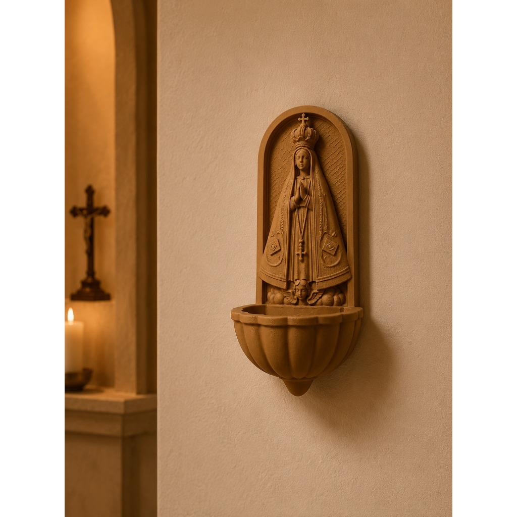 Pia de Água Benta Nossa Senhora Aparecida | Pia de Parede Decorativa Religiosa | Decoração Católica