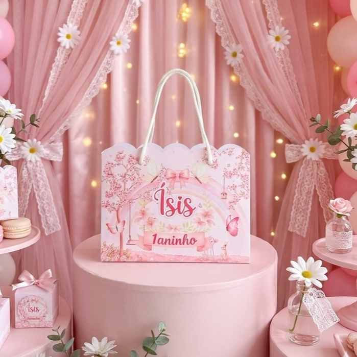 10 Sacolinhas Surpresa Jardim das Borboletas Personalizadas Lembrancinha Festa Infantil