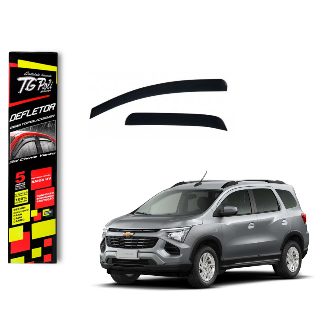Calha de Chuva Chevrolet Spin 2012 a 2026 4 portas TG Poli Defletor Portas Protetor Janelas Fumê