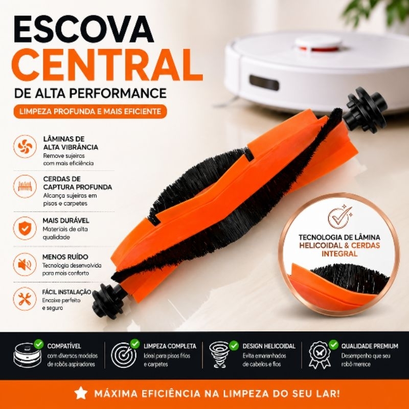 Escova Central Compatível robô aspirador Xiaomi Modelos compatíveis na descrição