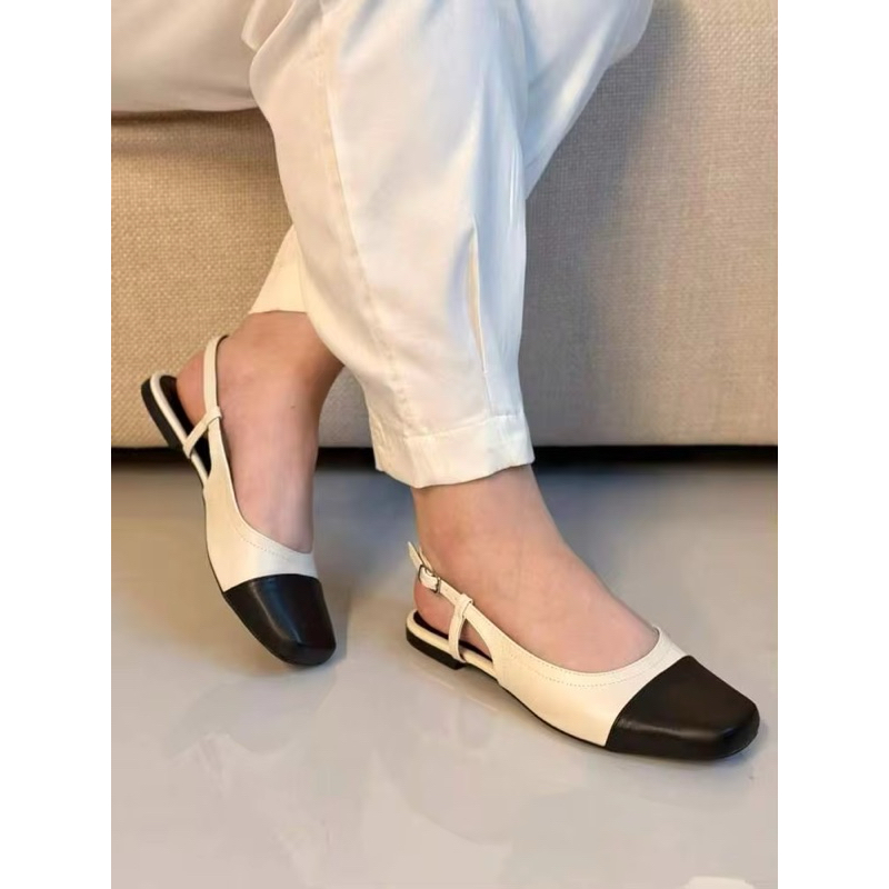 Sapatilha Feminina Confortável Slingback Elegante Sofisticado Sapato Feminino Mocassim Bico Quadrado