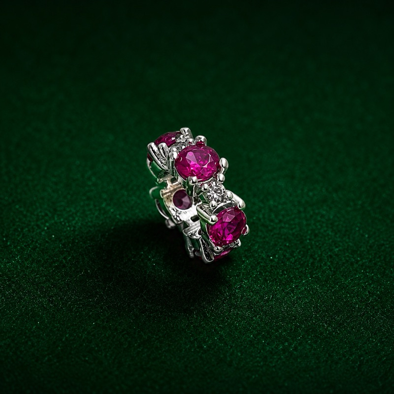 Berloque Espaçador Rosa Pink Cravejado em Prata 925 Elegante e Delicado