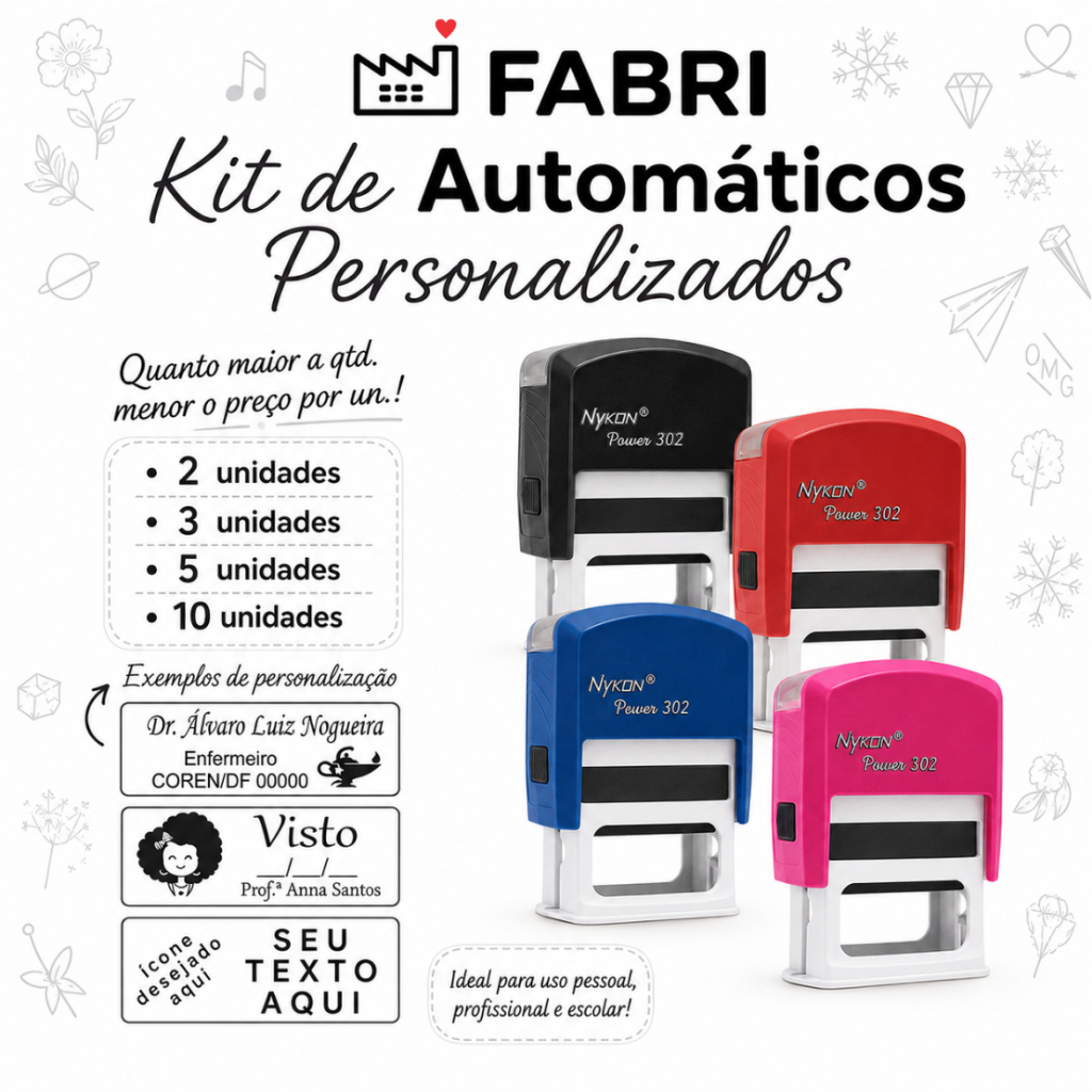 Kit de Carimbo Automático 2un - 10un - c/ DESCONTO PROGRESSIVO