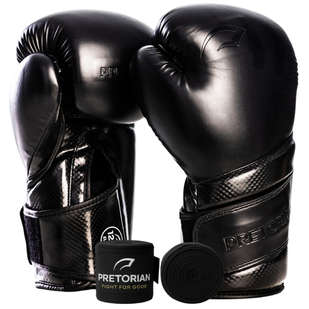 Kit Luva Boxe - MuayThai Elite Pretorian + Bandagem - Nível Intermediário ao Avançado - Velcro Duplo