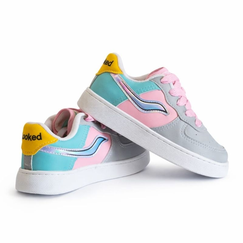 tenis infantil casual feminino pastel holográfico