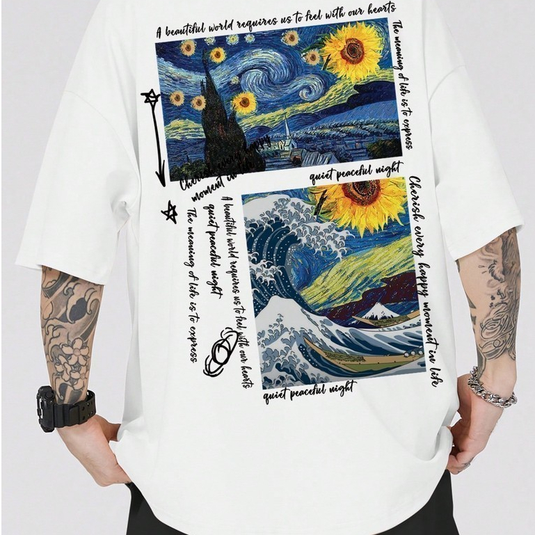 Camiseta Streetwear Van Gogh Camisa Skatista Blusa Camiseta Moda