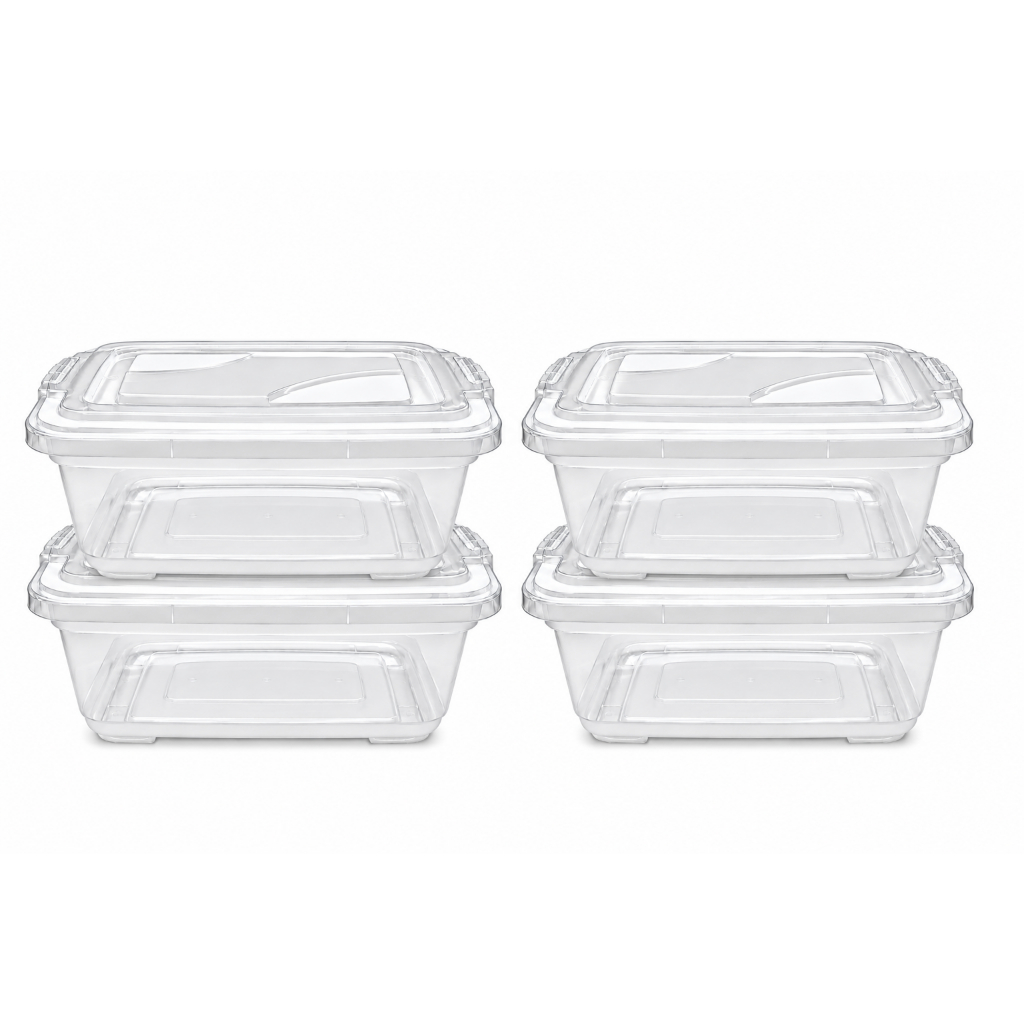 Kit 4 Caixas Organizadoras 6L Transparente Com Trava Reforçada