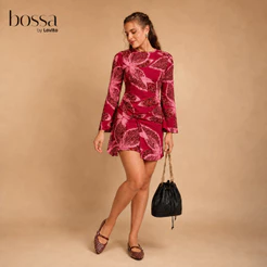 Lovito Bossa Vestido Curto Com Pala Transpassada Em Viscose DRB17201750
