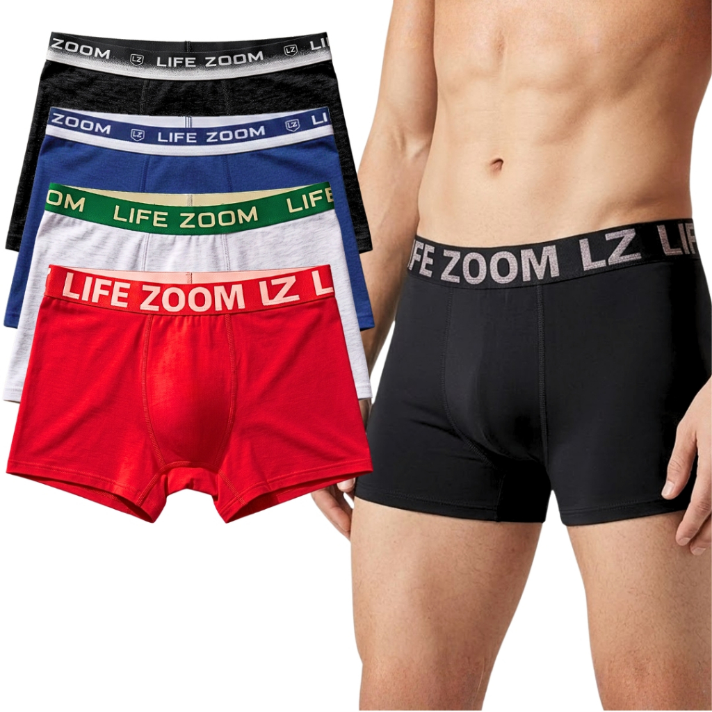 Kit C/4 Cuecas Lifezoom Boxer Microfibra Ótima Qualidade Premium Elastano Confortável Leve