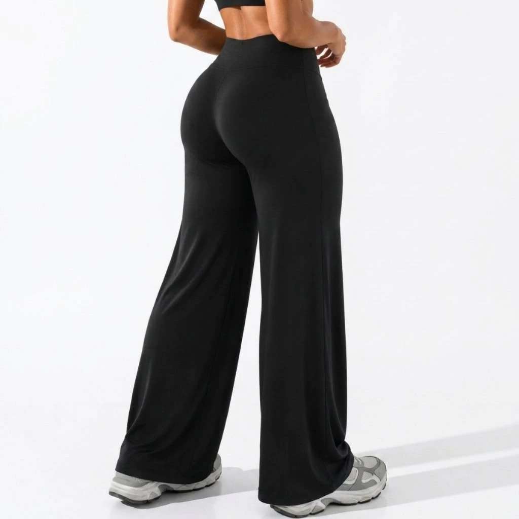 Calça Feminina Wide Leg Cintura Alta Pantalona Confortável Treino Academia Yoga — imagem 1