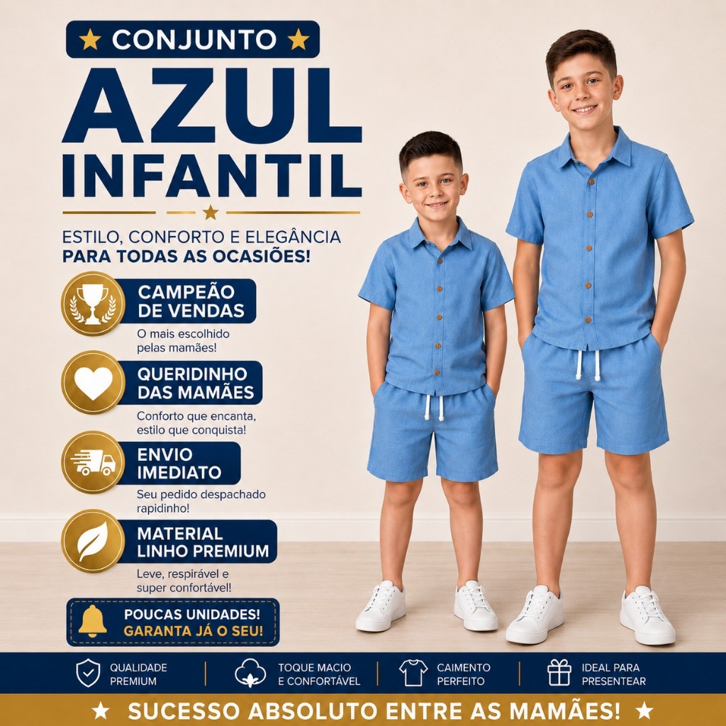 Conjunto Infantil Mauricinho linho de menino 2 a 14 anos Conjunto infantil menino Roupa infantil