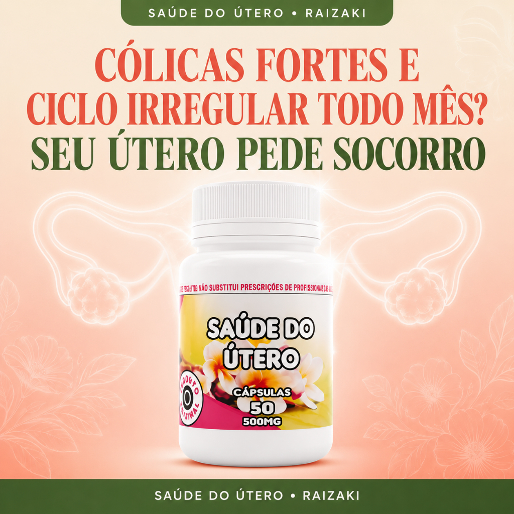 Suporte Natural para o Equilíbrio do Ciclo Feminino | 50 Cápsulas 500mg | Saúde do Útero | RAIZAKI