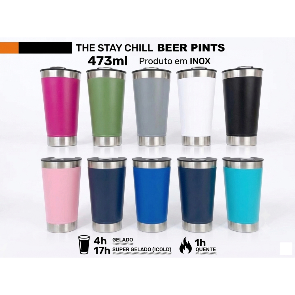 Copo Térmico Inox 473ml com Tampa e Abridor Garrafa Parede Dupla para Cerveja Café Chá Quente e Gelado — imagem 2 de 2