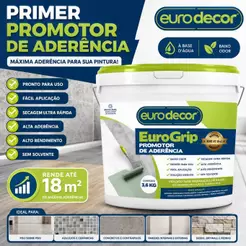 Primer Promotor de Aderência 3,6kg Azulejo Cerâmica Piso Parede EuroGrip