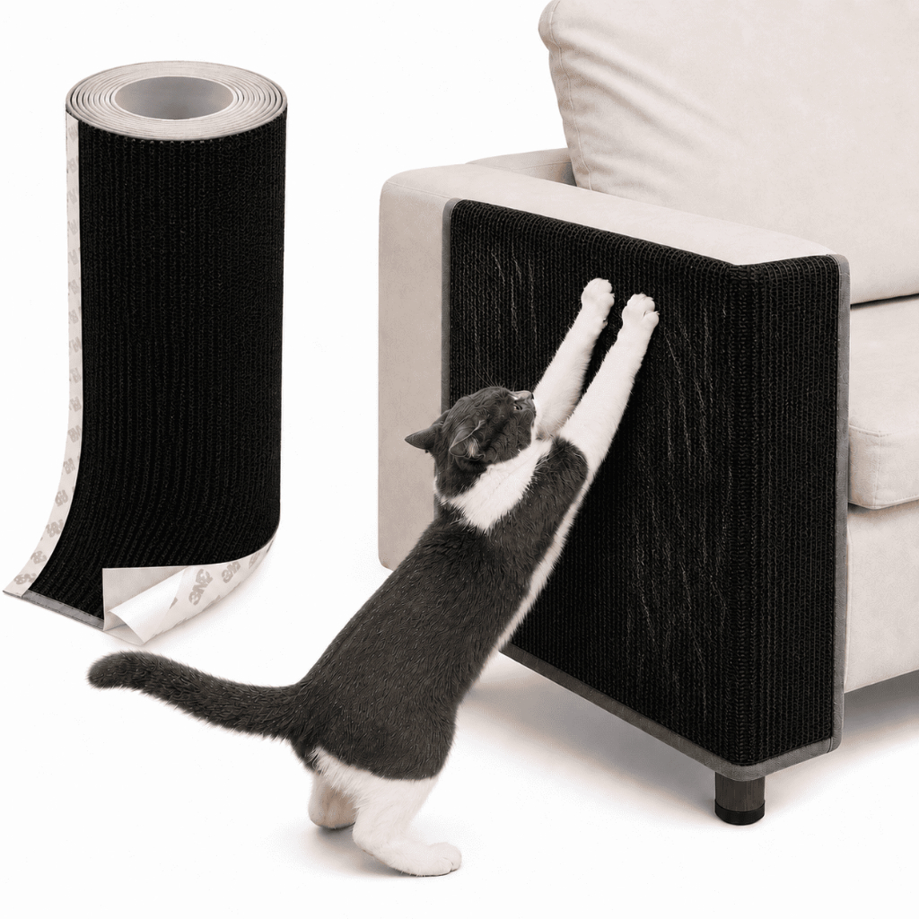 Arranhador Adesivo para Gatos Protetor de Sofá Cama Porta Resistente Cinza e Preto Premium 60x30cm