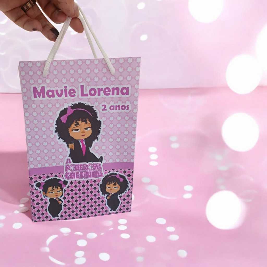 Sacolinha Personalizada com nome e idade (cabe Pipoca) Poderosa Chefinha Surpresa Festa Aniversário Lembrancinhas