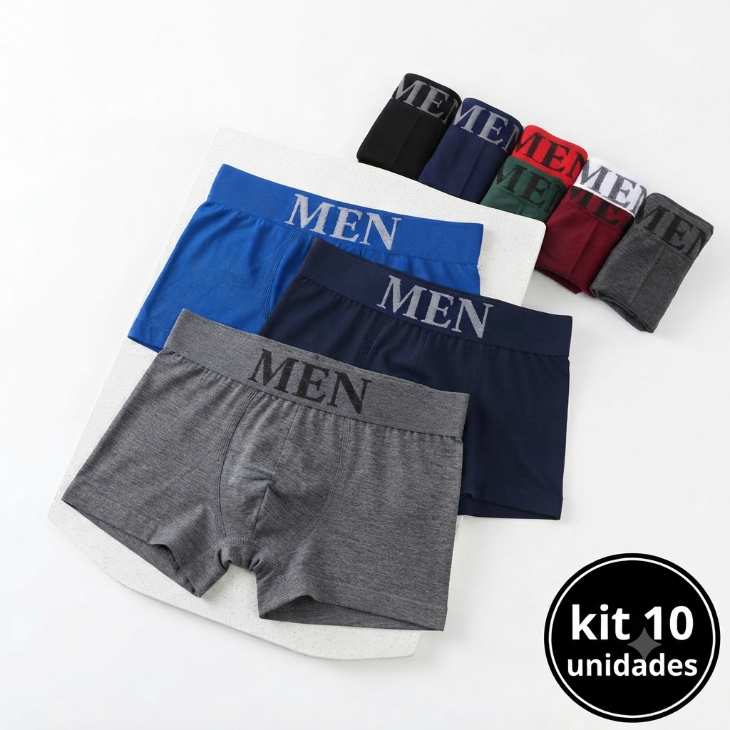 Kit Cueca Boxer Masculina Microfibra Adulto Premium Confortavel Sem Costura Box