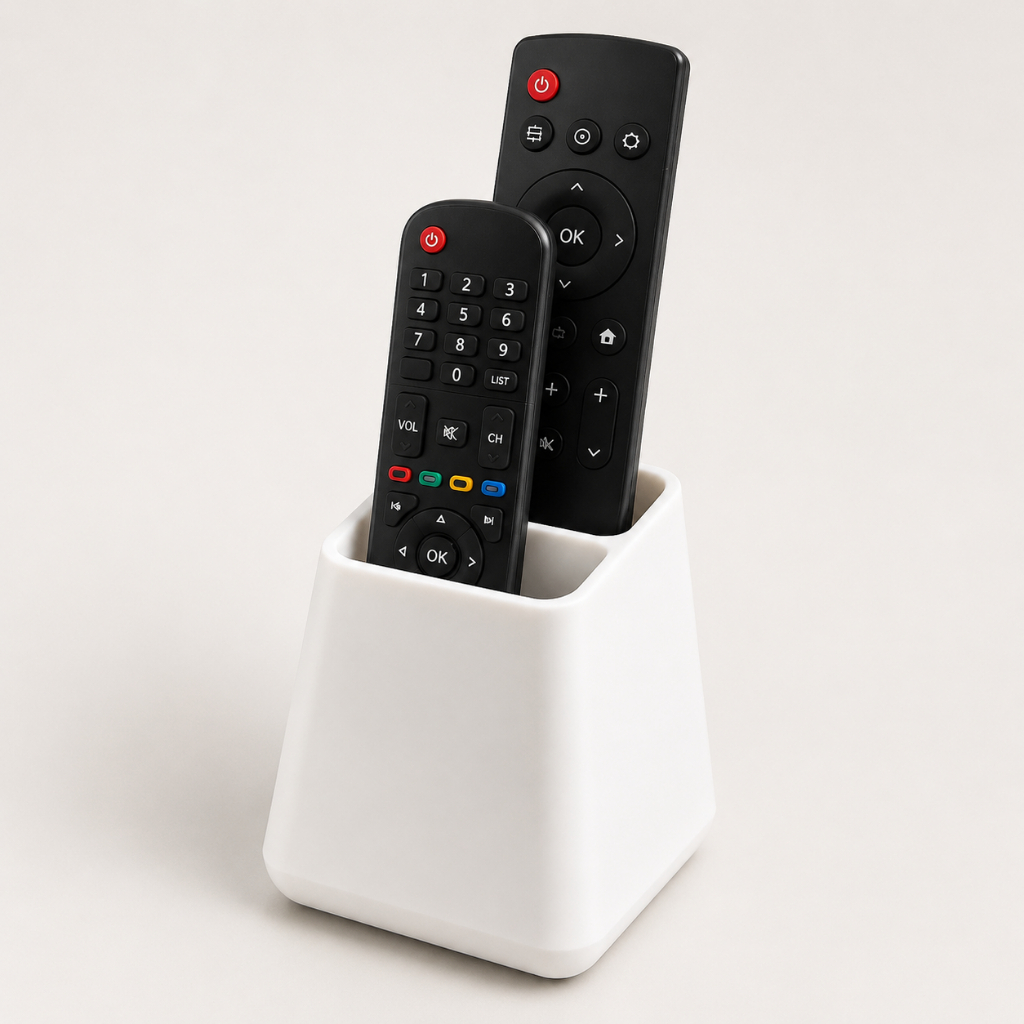 Porta Controle Remoto Duplo Organizador De Mesa Em PLA Preto Branco Sala TV Home Theater Quarto Cozinha