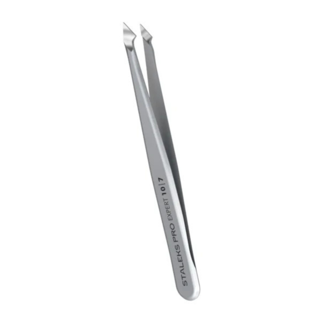 Pinça Profissional para Sobrancelha Staleks Pro Expert 10 TE-10/7 Ponta Inclinada e Pontiaguda