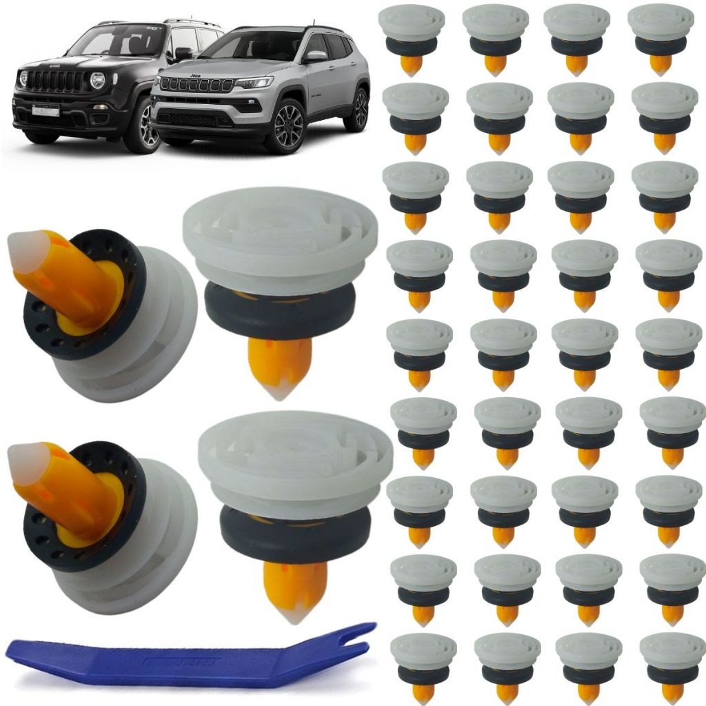 Kit 40 Grampo Presilha Do Forro Porta Para Jeep Compass e Renegade 2015 Até 2021 Todos