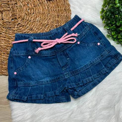 Short Saia Jeans infantil Meninas 01 a 03 anos