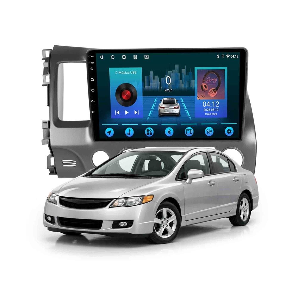 Multimídia Civic 2007 A 2011 10" 2+64gb Carplay Android Gps