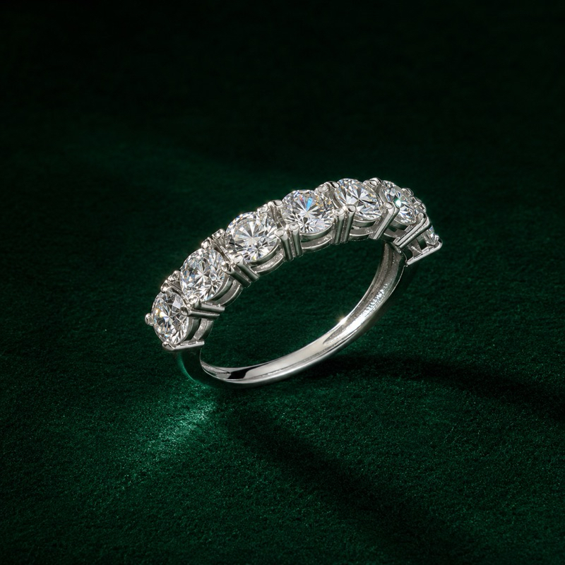 Anel Meio Aparador Moissanite 4mm Prata 925 Brilho Intenso
