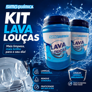 Sabão Detergente Em Pó para Máquina de Lavar Louças 1kg Simoquímica Limpeza Profunda Brilho